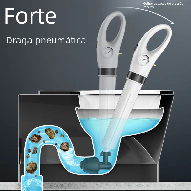 Toilet pipe dredge one-shot pneumatic toilet floor drain sewer dredge Tiger speed through high pressure